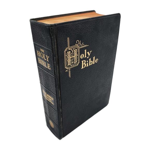 1957 New Catholic Edition Illustrated Holy Bible Genuine Leather Gilted Pages - Picture 3 of 13